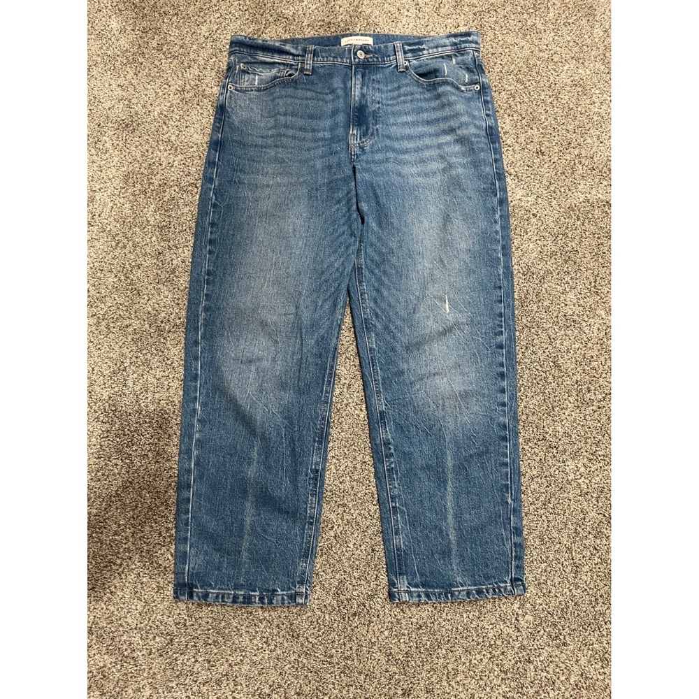 Lucky Brand Boy Mid Rise Relaxed Straight Jeans Medium Wash 14/32 Distressed